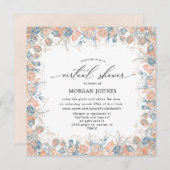 corail bleu côtier virtuel douche Invitation (Devant / Derrière)