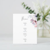 Corail bleu Dusty Floral Script Mariage Menu Budge (Debout devant)