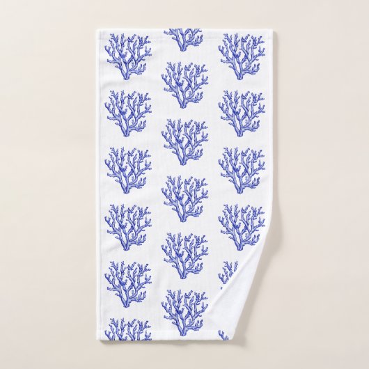 Corail bleu et blanc (Serviette à main)