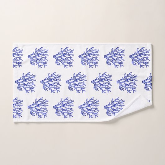 Corail bleu et blanc (Serviette à main)