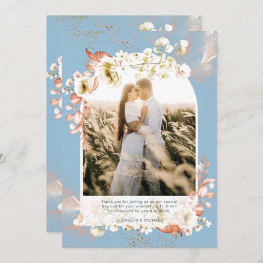 Corail bleu foncé moderne MERCI PHOTO Florale (Devant / Derrière)