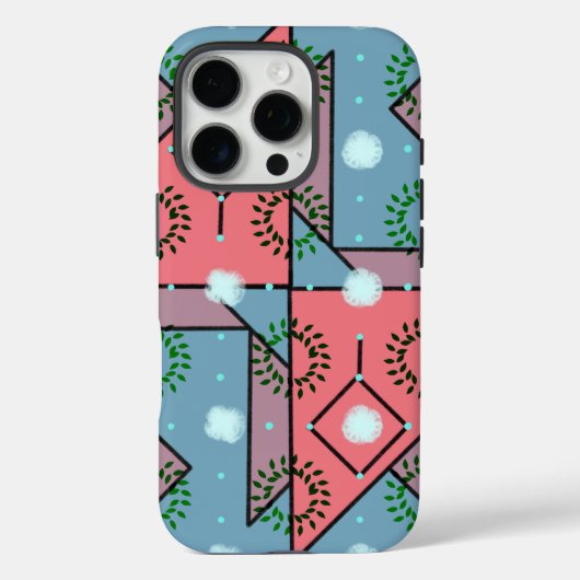 Corail bleu Géométrique vibrante iPhone / coque ip (Verso)
