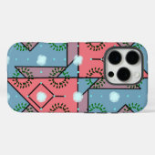 Corail bleu Géométrique vibrante iPhone / coque ip (Verso (horizontal))
