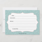 Corail bleu Holiday Carte de recette Invitation d' (Dos)