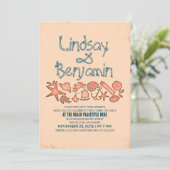 corail bleu marine marine invitations de mariage (Debout devant)