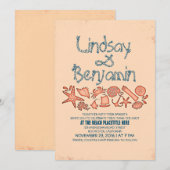 corail bleu marine marine invitations de mariage (Devant / Derrière)