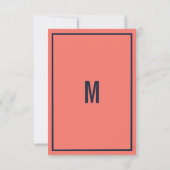 Corail bleu marine moderne été fleurs Mariage RSVP (Dos)