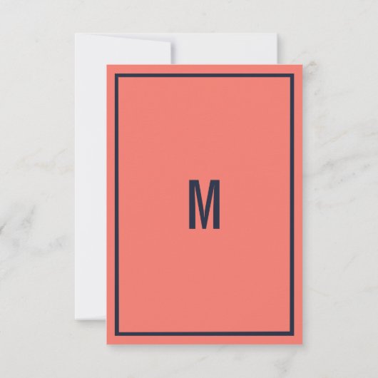 Corail bleu marine moderne été fleurs Mariage RSVP (Dos)