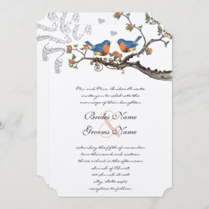 Corail bleu Vintage Bluebirds Invitations de maria