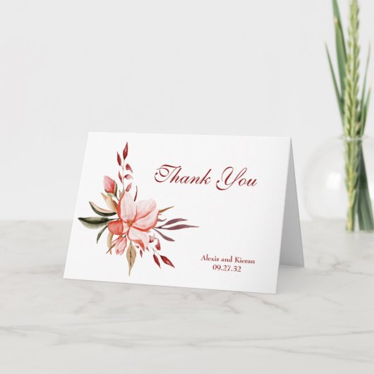 Corail & Blush Floral Merci Note (Devant)