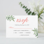 Corail botanique moderne Mariage vert RSVP (Debout devant)