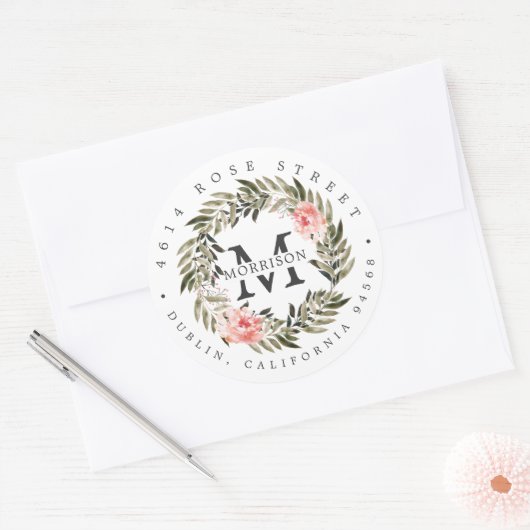 Corail Bronze | Étiquette d'adresse Florale Ensole (Enveloppe)