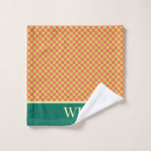 Corail Chic et Damier de Citron Spa Monogramme (Gant de toilette)