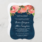 Corail chic minable et faire-part de mariage de (Devant / Derrière)