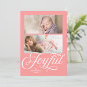 Corail clair rose Cursive Joyeuse photo de vacance (Debout devant)