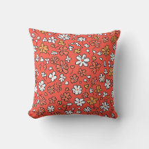 Corail Coussin rouge avec Fleurs blanches et roses