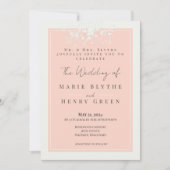 Corail & Crème Filigree Élégant mariage Invitation (Devant)