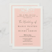 Corail & Crème Filigree Élégant mariage Invitation (Devant / Derrière)
