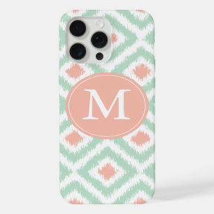Corail de menthe monogrammé à motif Ikat diamant