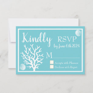 Corail de mer blanc côtier et bleu cyan RSVP