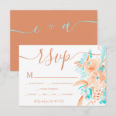 Corail de plage turquoise floral aquarelle rsvp ma (Devant / Derrière)