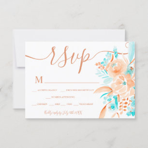Corail de plage turquoise floral aquarelle rsvp ma