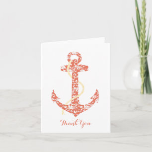 Corail et Ancre jaune Plage Mariage Merci