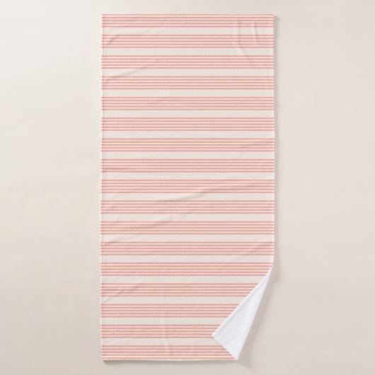 Corail et beige cinq rayures motif (Serviette de bain)
