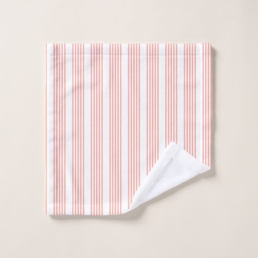 Corail et blanc cinq bandes motif (Gant de toilette)