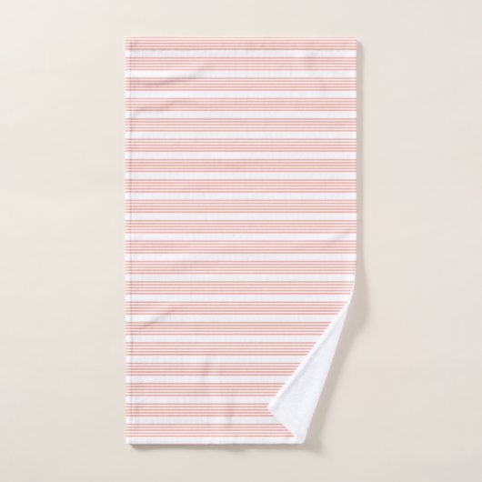 Corail et blanc cinq bandes motif (Serviette à main)