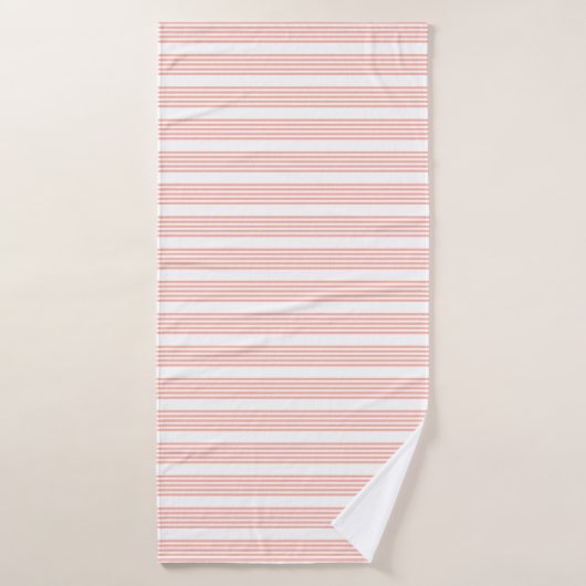 Corail et blanc cinq bandes motif (Serviette de bain)