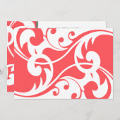 Corail et blanc Faire-part de mariage moderne (Devant / Derrière)