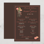Corail et Brown Mason Jar Wedding Programme de mar (Devant / Derrière)