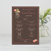 Corail et Brown Mason Jar Wedding Programme de mar (Debout devant)