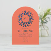 Corail et Faire-part de mariage bleu marine (Debout devant)