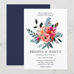 Corail et Faire-part de mariage floral de la marin
