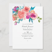 Corail et Fandango Floral Mariage Photo Invitation (Devant)