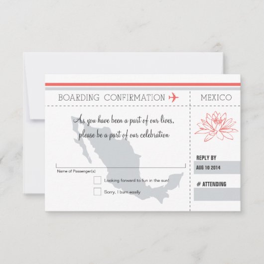 Corail et Grey RSVP Embarquement Pass au MEXIQUE (Devant)