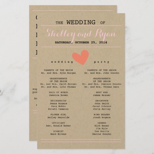 Corail et Kraft Programme de mariage cardiaque sim (Devant / Derrière)