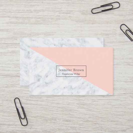 Corail et marbre Moderne Carte de visite professio (Devant/Arrière en situation)