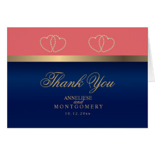 Corail et Marine Blue Gold Hearts - Merci