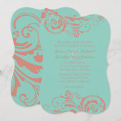Corail et Mint Floral Chic Faire-part de mariage (Devant / Derrière)