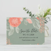 Corail et Sauge - Carte d'annonce de mariage roman (Debout devant)