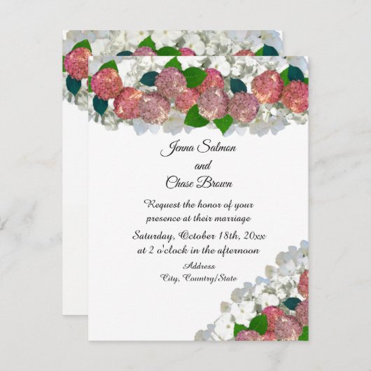 Corail et Saumon Fleurs mixtes Faire-part de maria (Devant / Derrière)