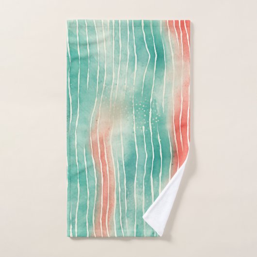 Corail et turquoise (Serviette à main)