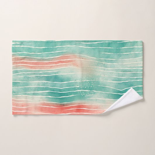 Corail et turquoise (Serviette à main)