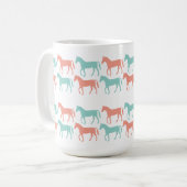 Corail et Turquoise Cheval Motif Mug (Devant gauche)