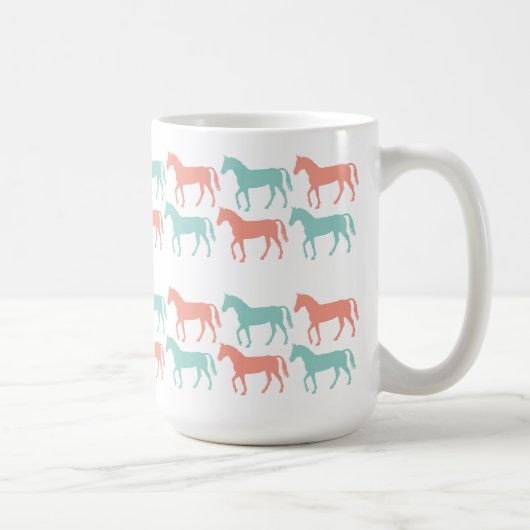 Corail et Turquoise Cheval Motif Mug (Droite)