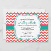 corail et turquoise Invitation (Devant)