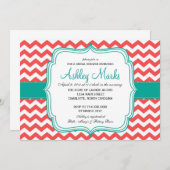 corail et turquoise Invitation (Devant / Derrière)
